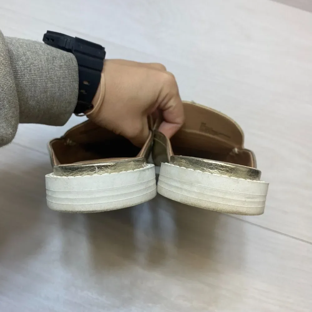 Aerosoles Sally Mule Slip On‎ Loafers Women's Size 9 M Metallic Gold Comfort